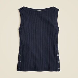 NWT J. Crew Premium Rib Side-button Top Tank Navy Blue